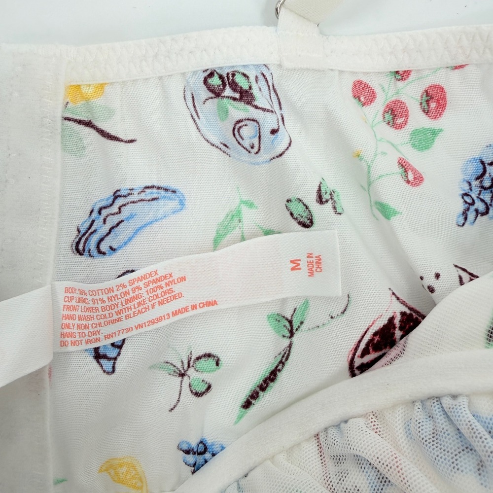 Colsie Bustier Crop Top Sardine Fruit Print Modern Women Size Medium White Multi - Picture 5 of 7